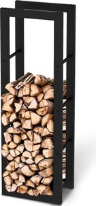holz4home® Kaminholzregal aus Metall Schwarz I 125x25x40 cm I Brennholzregal inkl. Ofenhandschuh I Feuerholzregal Kaminholzhalter Holzständer