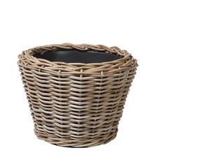 VAN DER LEEDEN DRYPOT® Rattan Planter Grey Ø 43 cm - Sylt Basket
