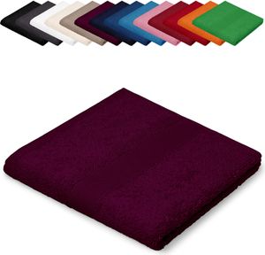 Saunatuch XXL 100x200 cm Saunalaken Strandtuch Saunahandtuch 100% Baumwolle Badelaken, Farbe: Brombeere