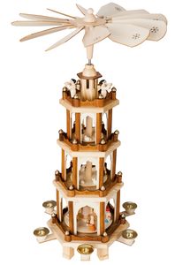 BRUBAKER Weihnachtspyramide aus Holz - 4 Etagen -  60 cm Höhe - handbemalt