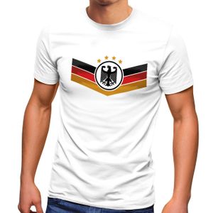 Herren T-Shirt Deutschland Fußball EM 2021 Deutschlandflagge Nationalfahne Wappen Adler Fanshirt Moonworks® weiß 4XL