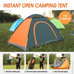 Tragbare Camping Zelt Unterschlupf 2 Personen Tunnelzelt Campingzelt Farbe: Orange