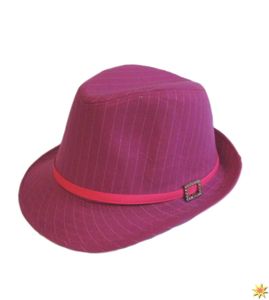 Damen Hut pink mit Nadelstreifen