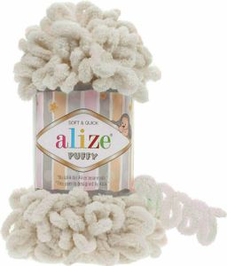 Alize Puffy PREMIUM Wolle Fingerstrick-Wolle, Schlaufenwolle, Chenille Garn, 100gr, 599 - Knochen