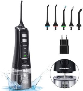 Munddusche Elektrische,morpilot Professionelle kabellose Munddusche ,300ML mit 3 Modi 5 Düsen IPX7 Wasserdicht,USB Wiederaufladbarer und Tragbarer Wasser Flosser für Familien und Reisen Munddusche Elektrische,morpilot Professionelle kabellose Munddusche ,300ML mit 3 Modi 5 Düsen IPX7 Wasserdicht,USB Wiederaufladbarer und Tragbarer Wasser Flosser für Familien und Reisen