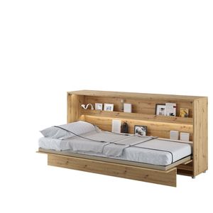 Furniture24 Schrankbett Bed Concept, Wandklappbett mit Lattenrost, V-Bett, Wandbett Bettschrank Schrank mit integriertem Klappbett Funktionsbett BC-06, 90 x 200 cm, Artisan Eiche, Horizontal