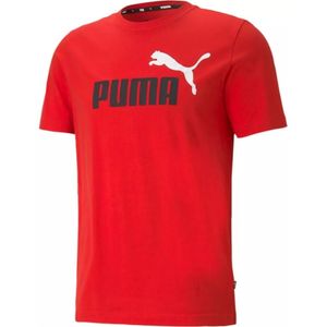 PUMA Herren T-Shirt - ESS+ Essentials 2 Col Logo Tee, Rundhals, Kurzarm, uni Rot 2XL