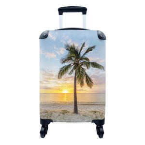 Koffer Handgepäck Fotokoffer Trolley Rollkoffer Kleine Reisekoffer auf Rollen - Strand - Palme - Sonnenuntergang Passend in 55x40x23 cm