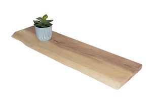 Wandregal Akazienholz natur massiv 90x20 cm Holzregal Steckboard Baumkante AMANDA