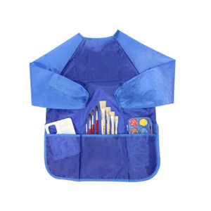 SPIRIT Malschürze blau Malkittel Kinder Schul Kunstunterricht mit Klettverschluss 3 Taschen