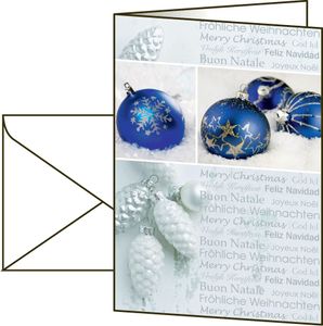 SIGEL DS057 Weihnachtskarten-Set mit Umschlag, Seasons Greetings, A6, 25 Stück, blau/weiß