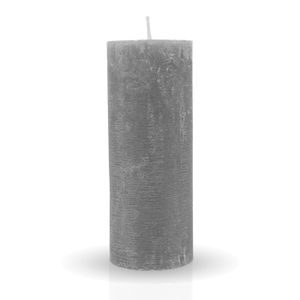 Rustikale Stumpenkerze "Grau" Ø7cm x 18cm - vers. Farben / Größen - lang Brenndauer Antik Kerze, Duftfreie Altarkerze - Dekokerze