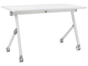 BELIANI Schreibtisch Weiß 120 x 60 cm Klappbar Faltbar mit Rollen Mobil Bürotisch für Homeoffice Büro Modernes Design