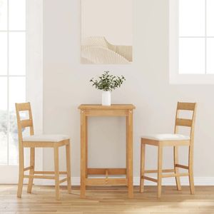 vidaXL Barhocker mit Kissen 2 Stk. Natur Massivholz Gummibaum