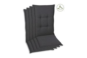 GO-DE Textil, Sesselauflage Hochlehner, 4er Set, Farbe: grau, Maße: 120 cm x 50 cm x 7 cm, Rueckenhoehe: 70 cm