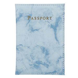 Cadorabo Reisepass Hülle und Karten Hülle aus Kunstleder in Blau 2-teiliges Taschen Set