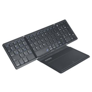 B055 Faltbare Bluetooth Tastatur mit Touchpad, 81-Tasten Ultradünne Kabellose Tastatur, vierfach faltbar leise Mini-Tastatur, geeignet für Mobiltelefone, Tablets und Laptops