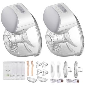Bebebao BB-P1 2er-Pack Elektrische Milchpumpe Hands Free Breast Cup 8oz/240ml BPA-frei 3 Modi 10 Saugstufen zum Stillen mit 24mm Flansch + 2 Stueck BH-Anpassungsschnallen + 10 Stueck Muttermilch-Aufbewahrungsbeutel