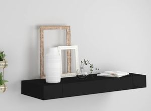 vidaXL Schweberegal mit Schublade Schwarz 80x25x8 cm