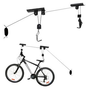 Wiltec Fahrradlift Deckenhalter 20kg, 4 m Deckenhöhe, Fahrradgarage Halterung für Bikes, Fahrradhalter mit Seilzug