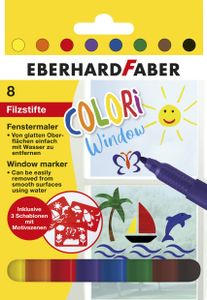 Eberhard Faber Spielwaren Windowmarker COLORI 8 Farben, inkl. Schablonen Window Color Basteln & Kreativitätsspielzeug