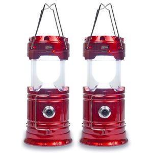 2X Solar LED Camping Laterne Handlampe USB Notlader Wasserdicht LED Lampe Campinglampen Solar wiederaufladbar für Wandern Angeln Stromausfälle Notfall-Leuchte,Rot
