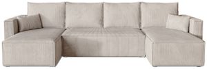 BroMARKT Ecksofa TOP U Schlaffunktion Bettkasten U-Form 305x145x80cm Weiß