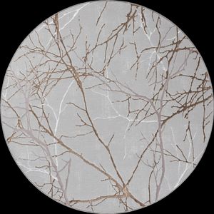 Teppich Kurzflor Äste Modern Wohnzimmer Beige Grau Creme Rund