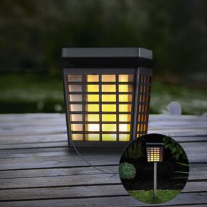 MeLiTec Solar-Gartenleuchte SO46, Flammeneffekt, LED-Solar-Gartenlampe im Käfig-Design, bis zu 8 Stunden Leuchtdauer, Erdspieß & Akku, 8h Leuchtdauer