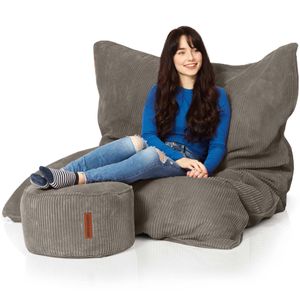 2er Sitzsack Set - Cordoba Sitzsack + Pouf Cord - Anthrazit