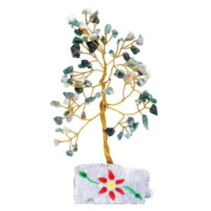 Indischer Edelsteinbaum, Glücksbaum, Moosachat - 80 Steine, Feng Shui