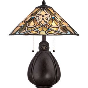Indien Lampe, kaiserliche Bronze und Tiffany Glas
