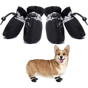 4er Pack Wasserfeste, Anti Rutsch Hundeschuhe, Pfotenschutz, Schuhe für Haustiere - PAWSIES Schwarz