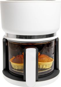 4SWISS Heißluftfritteuse ABB-G24 Pure Glass Leistung 1200 W, mit Touchpanel, energiesparend und leicht zu reinigen, geräumige 3l Schublade Weiß