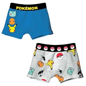 Pokemon Pikachu Friends Kinder Jungen Boxershorts Unterhose 2er Pack – Blau Grau / 134/140