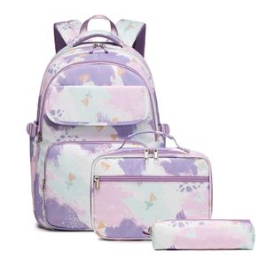 Schulrucksack Mädchen Teenager Damen Schultasche Set Leichter Rucksack für Mädchen Jungen Schule Freizeit mit Lunchpaket Tasche und Mäppchen