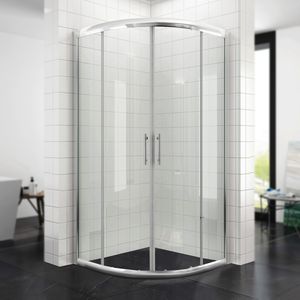 SONNI Duschkabine Viertelkreis Eckeinstieg 90x90cm Runddusche Schiebetür Duschabtrennung
