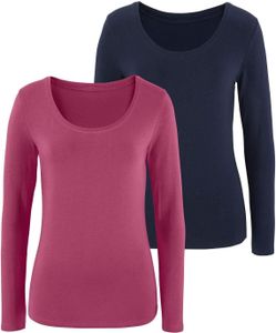 VIVANCE Langarmshirt beere, navy Größe 36/38
