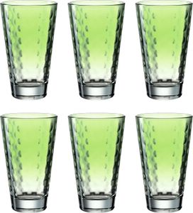 Leonardo Optic Trink-Gläser 6er Set, spülmaschinenfeste Longdrink-Gläser, bunte Trink-Becher aus Glas, Getränke-Set, grün, 300 ml, 025904