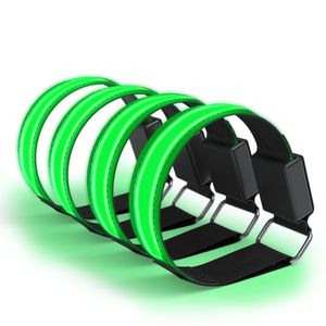 EAZY CASE 4x LED Armband Klettarmband mit 3 verschiedenen Modi Leuchtarmband Blinkarmband Joggen Reflektorband Blicklicht, Grün