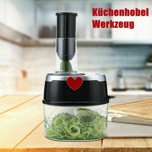 2L Lebensmittel Schnellschneider Edelstahl Elektrisch mit 4 Klingen Gemüseschneider Chopper Reibe Küchenhobel Werkzeug (schwarz)