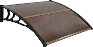 Stříška na vchodové dveře COSTWAY 122x99 cm, hliníková a polykarbonátová stříška, oblouková stříška, stříška na vchodové dveře, stříška na dveře
