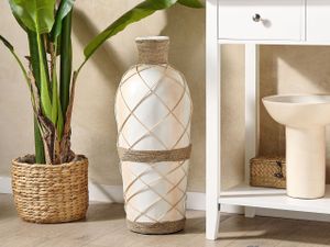 BELIANI Dekorative Bodenvase Beige aus Terrakotta Rattangeflecht im natürlichen Stil Wohndekor für Trockenblumen