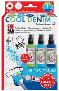 Marabu Textilsprühfarbe "Fashion Spray" Set COOL DENIM