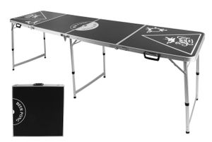 Beer Pong Tisch höhenverstellbar - 240 x 64 cm - Klappbarer Trinkspiel Partyspiel Koffertisch