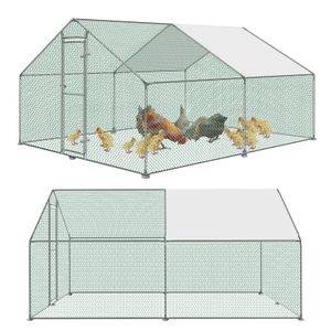 XMTECH 3x4x2m Hühnerstall Tiergehege Freilaufgehege Tierlaufstall mit PE-Schattendach, Verzinkter Stahlrahmen, Außenzaun Verwendet für Hühner, Geflügelställe, Kleintiere