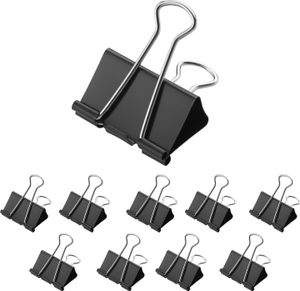 Foldback Klammern 50mm Schwarz 12 Stück | 12er Pack Metall Klammern für Dokumente | stabile und wiederverwendbare Papierklammern | 50mm Klemmen für Büro und Haushalt
