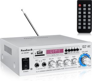 GLIME bluetooth 5.0 Stereo-Audio 2-Kanal-Verstärker Integrierter HiFi Verstärker Mit FM-Radio,Weiß