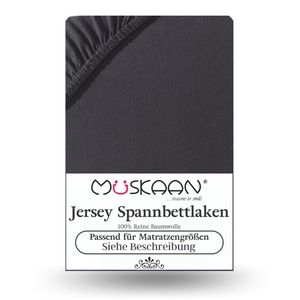 Jersey Spannbettlaken 90x200 cm - 100x200 cm Schwarz - 100% Baumwolle