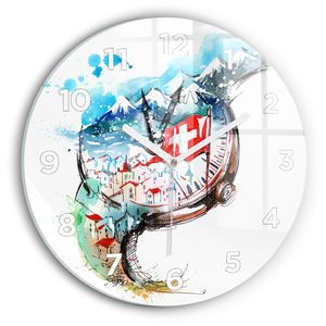 Wallfluent Wanduhr – Stilles Quarzuhrwerk - Uhr Dekoration Wohnzimmer Schlafzimmer Küche - Zifferblatt - weiße Zeiger - 30 cm - Schweizer Uhr